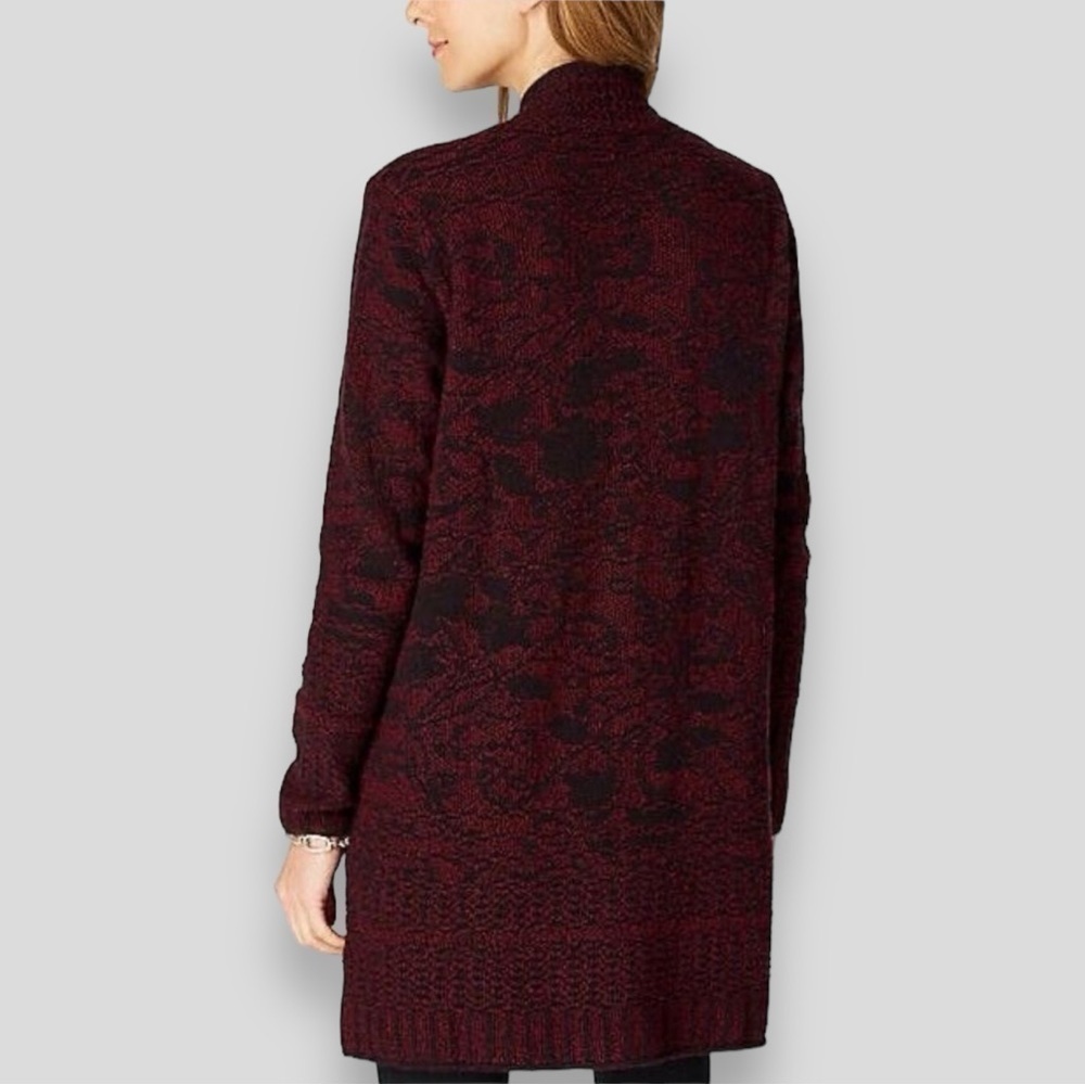 Textured Floral Sweater Cardigan - Picture 2 of 11